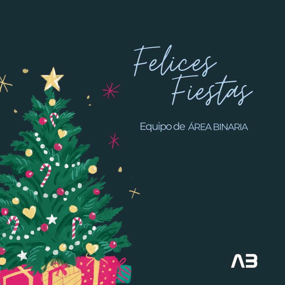 areabinaria's tweet photo. Desde todo el equipo de Área Binaria, queremos desearos unas felices fiestas y agradeceros vuestro apoyo y confianza un año más 💙

🌐https://t.co/nGAzDcXd0w
✉️info@areabinaria.com https://t.co/tsq3gej73h