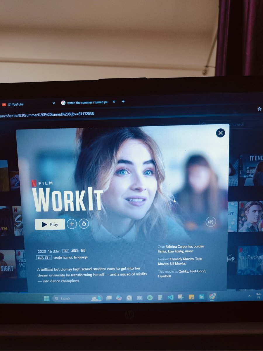 O_saumya_O's tweet image. Enjoyed watching #WorkIt after all major exams. What a relief 😊
@SabrinaAnnLynn looked too cute ✨🥹