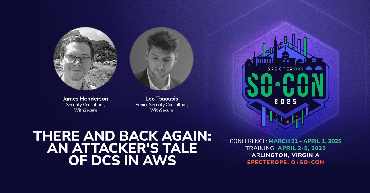 Leo Tsaousis (@laripping) on Twitter photo A chance to meet the <a href="/SpecterOps/">SpecterOps</a> legends IRL? Check ✅
Come join Hendo and myself at #SOCON2025, we've got some stories about Domain Controllers running on EC2s 👀 A chance to meet the <a href="/SpecterOps/">SpecterOps</a> legends IRL? Check ✅
Come join Hendo and myself at #SOCON2025, we've got some stories about Domain Controllers running on EC2s 👀