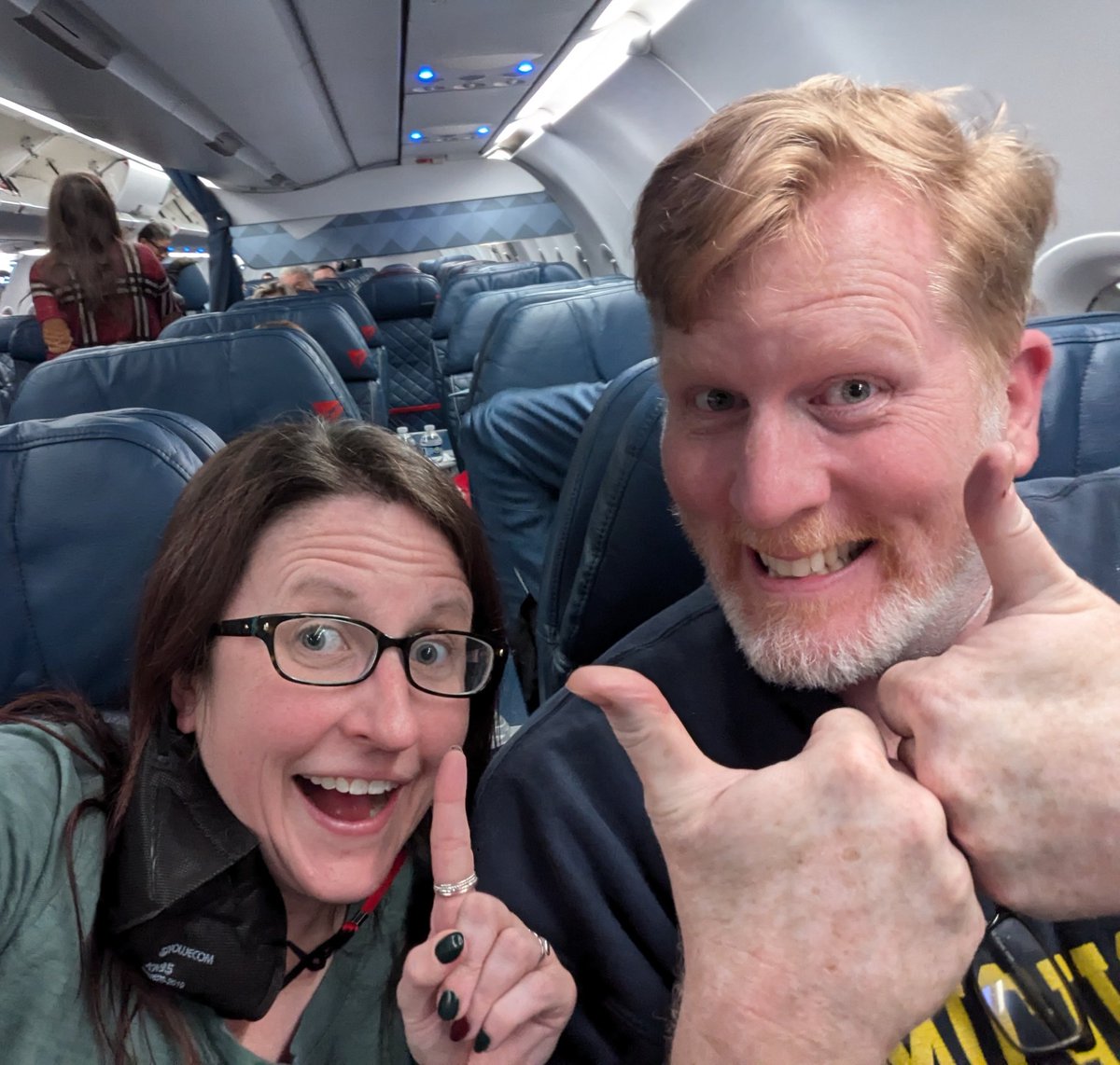 ProfGoff's tweet photo. Thank you @Delta for our Christmas gift of a first class #upgrade this morning! https://t.co/W2LhXXBo2e