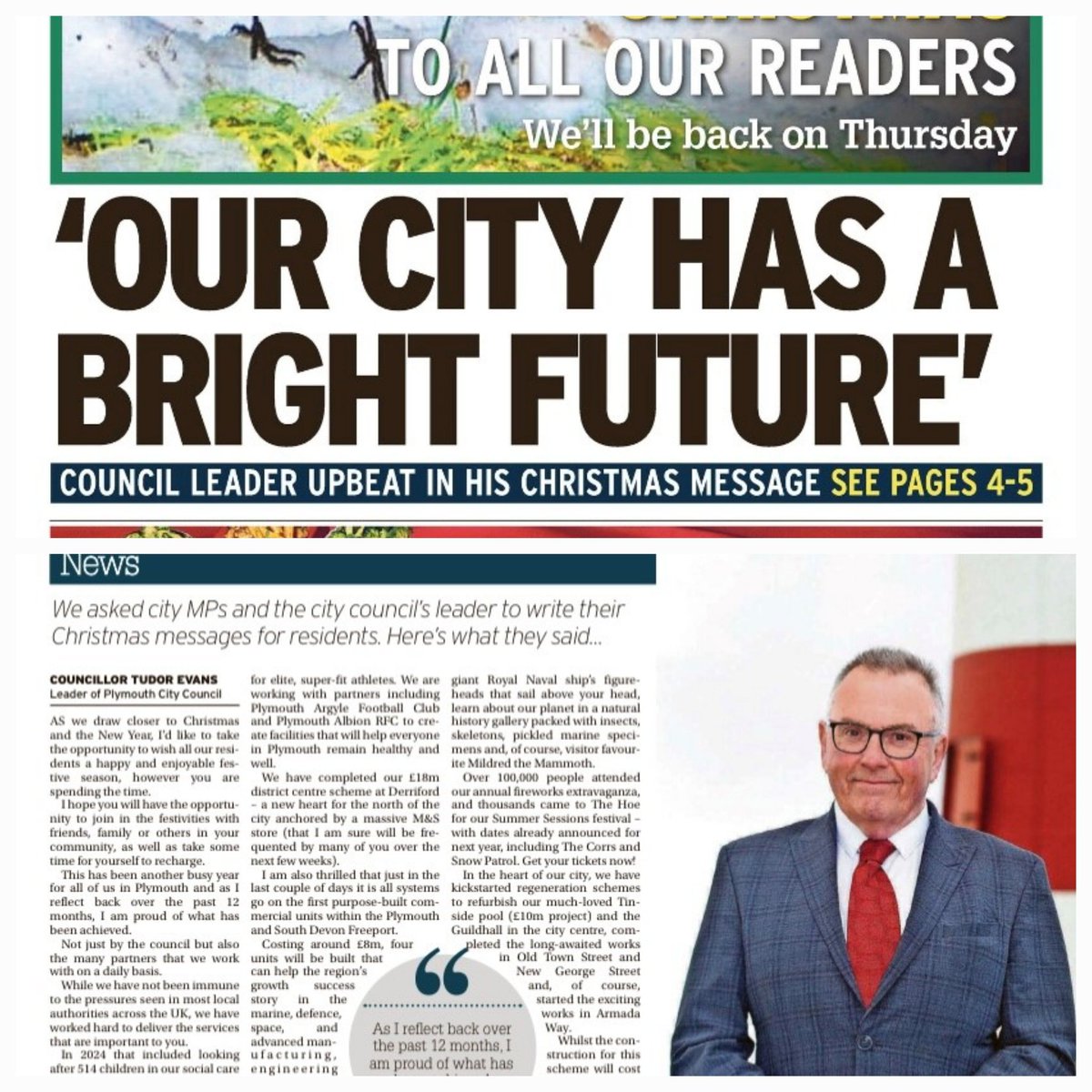 PlymouthLabour's tweet image. 'Plymouth has a bright future' says Cllr Tudor Evans OBE.
Read the leader of the Plymouth Labour Council's end of year message in @Plymouth_Live here👇
google.com/amp/s/www.plym…