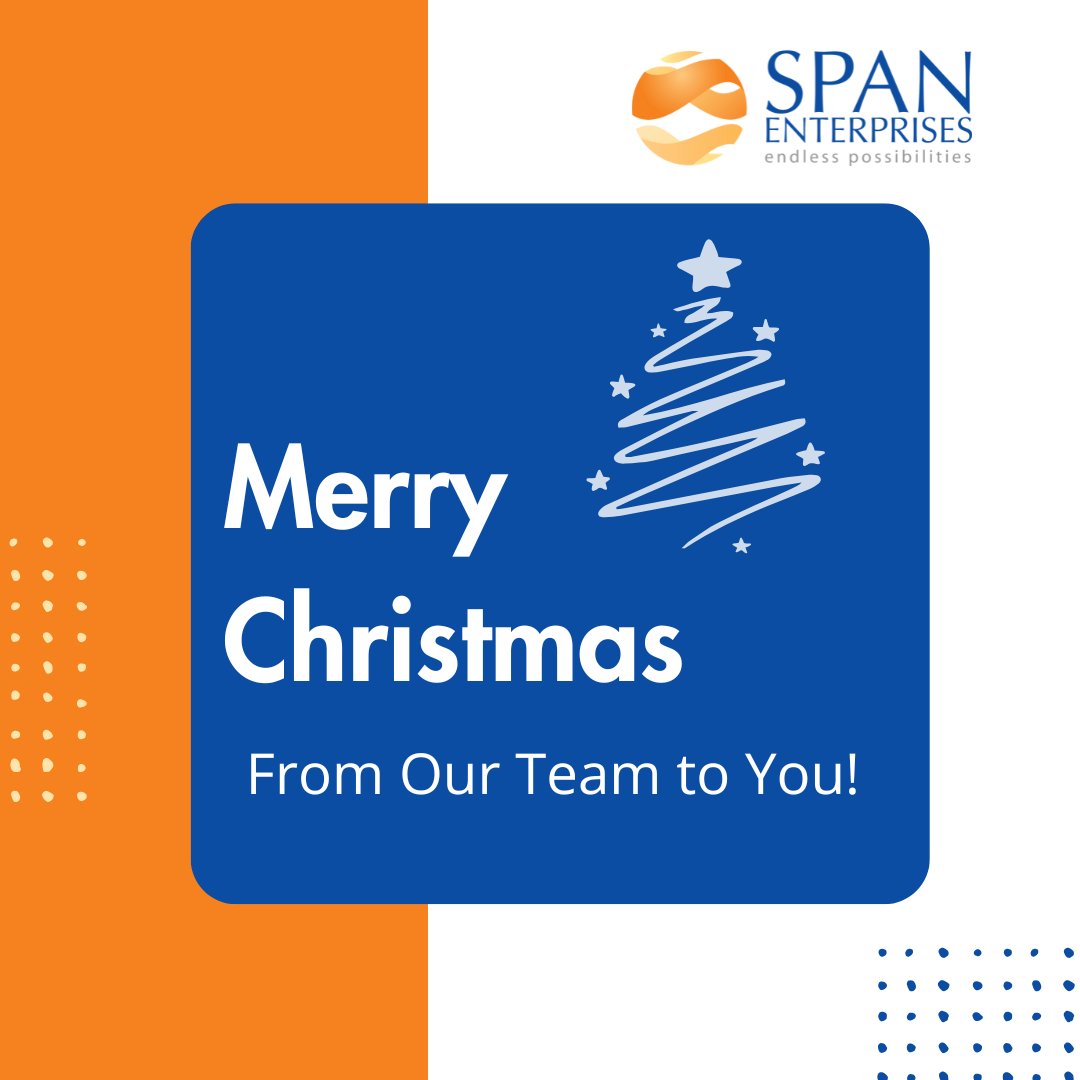 The SPAN Enterprises team will be out of the office on Christmas Eve and Christmas Day to celebrate the holiday. 

Wishing you and yours a joyful and peaceful holiday season! 🎄✨ 

#HappyHolidays #MerryChristmas #HolidayWishes
