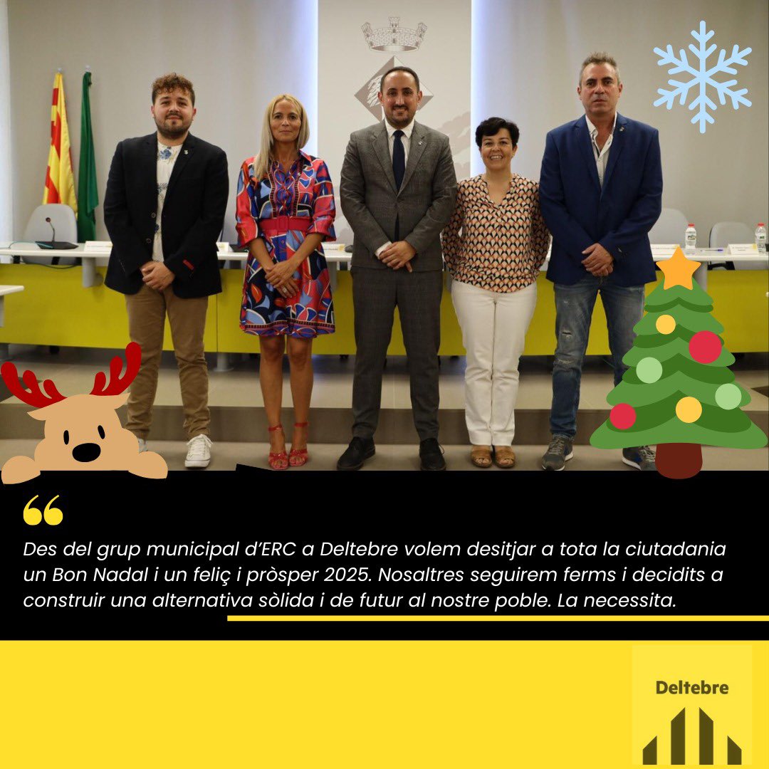 🎄Des del Grup Municipal d’ERC Deltebre us fem arribar els nostres millors desitjos per aquest Nadal i pel 2025.