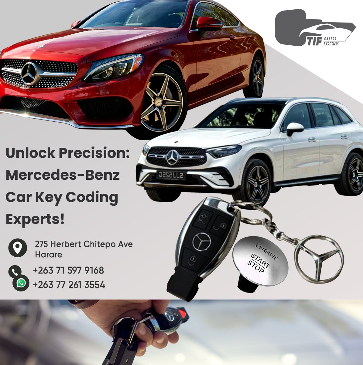 TIFautolocks's tweet image. Drive with confidence in your Mercedes-Benz with precision Car Key Coding by TIF Autolocks. Get your keys programmed accurately and securely. Contact us today! #Autolocks