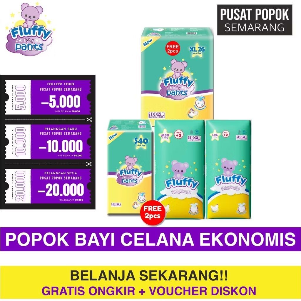 hfsputra86's tweet photo. Cek FLUFFY Popok Bayi Tipe Celana Size S 40+2 M 30+2 L 26+2 XL 26+2 Pcs dengan harga Rp36.900. Dapatkan di Shopee sekarang! https://t.co/h1FU1UyX4L https://t.co/rf30pEMUWt