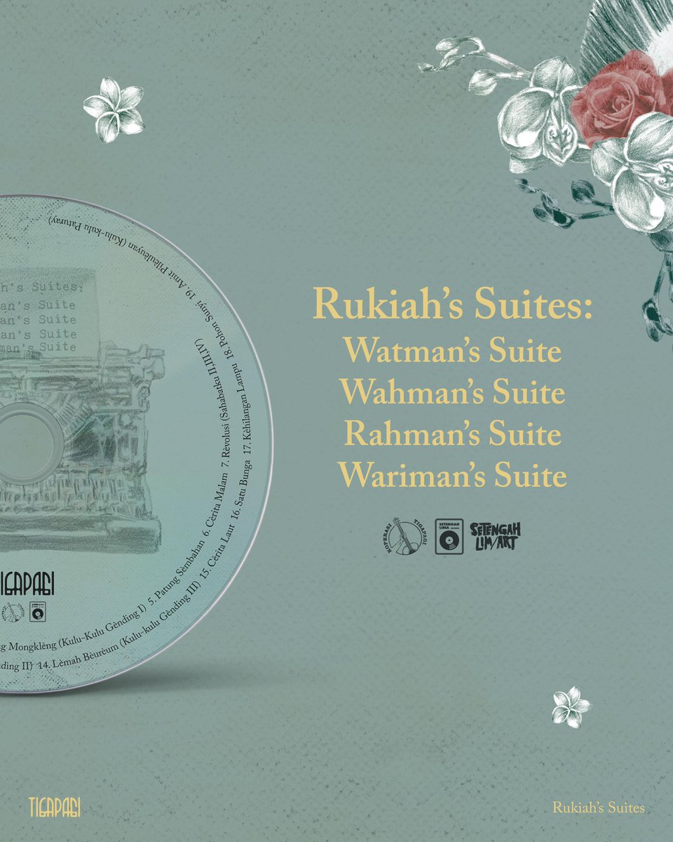 tigapagi's tweet image. Setelah rilis dalam format piringan hitam, kini album Rukiah's Suites tersedia dalam format cakram padat. Tersedia di s.shopee.co.id/5prwQ3jkum