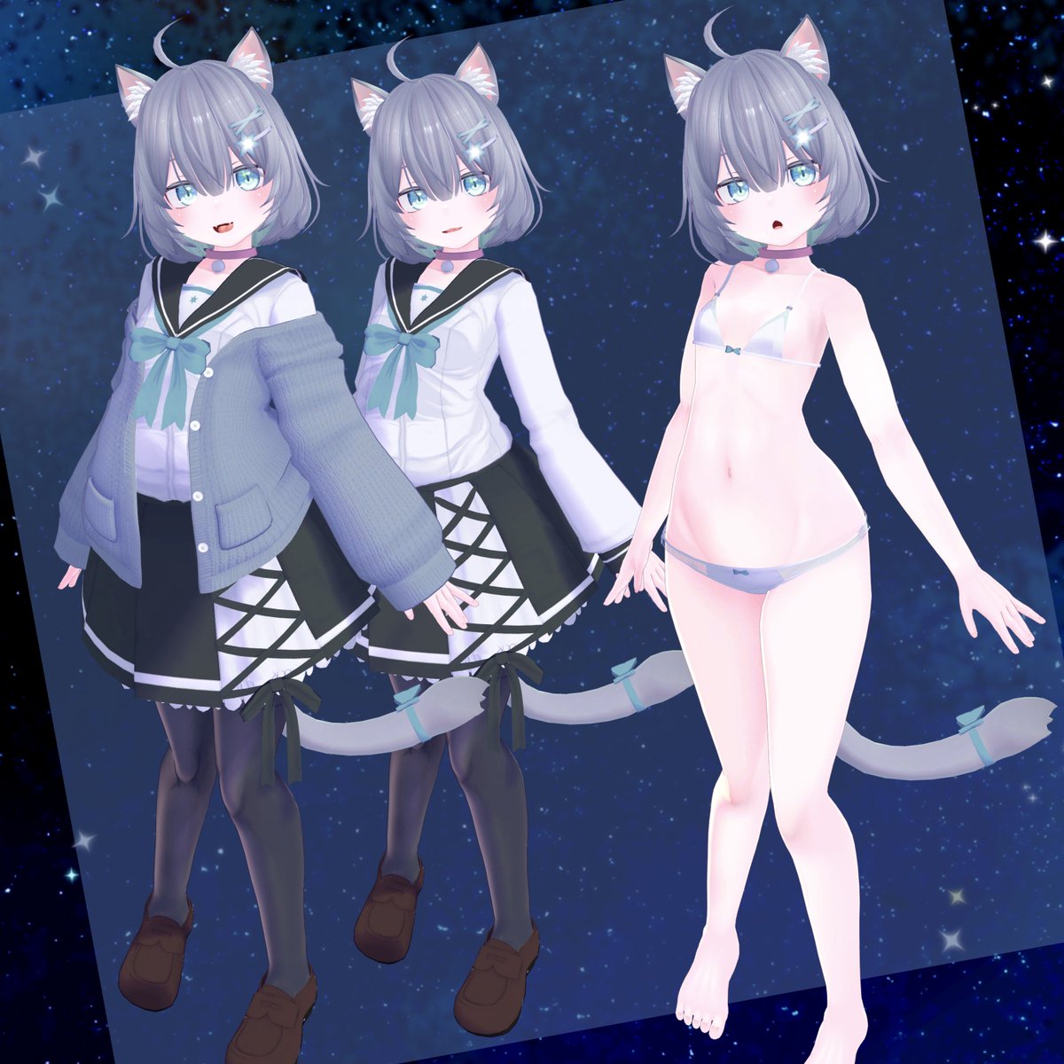 comarukun's tweet photo. ※販売開始セール中※　オリジナル3Dモデル　氷彗-ひすい- | アノマラボ-Anomaly;LAB https://t.co/X79NyxPGqw #booth_pm　#VRC 
販売開始しました
ロシアンブルーな猫耳娘です https://t.co/vASKW0XOcW