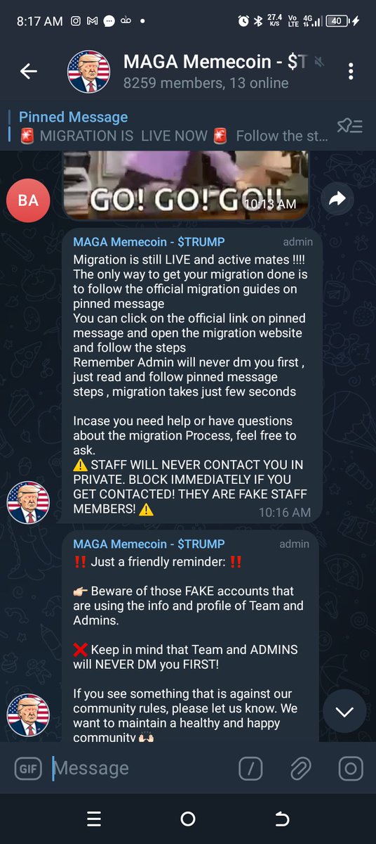 sleppingguy's tweet photo. @MAGAMemecoin Is this channel true? https://t.co/Ysw199xBUh