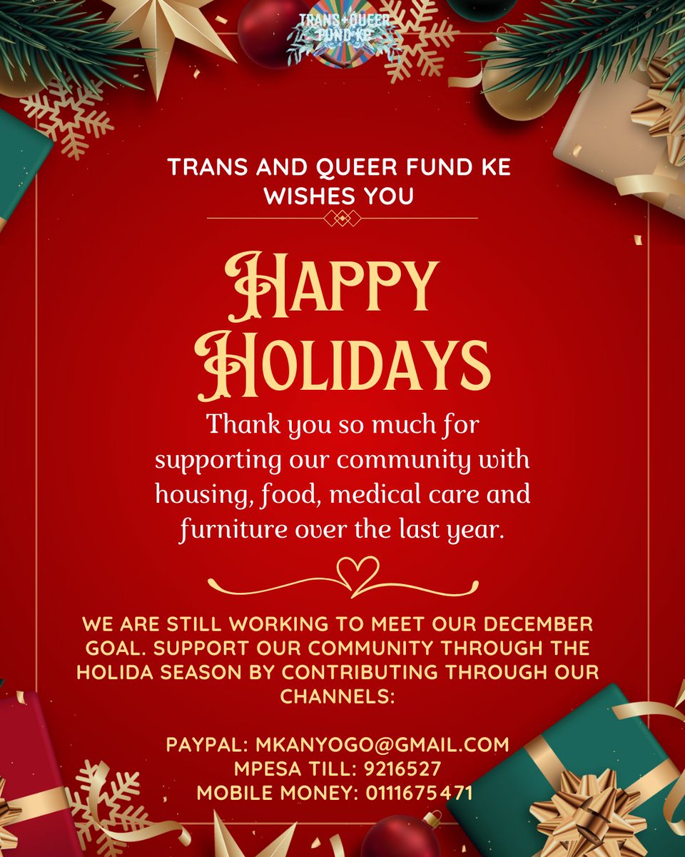 TQF Ke would like to thank all our contributors for supporting our community. You have helped people access healthcare, housing and food amongst other resources.

We still have a goal to meet this Christmas and we’d love if you could help us get there ❤️🎄