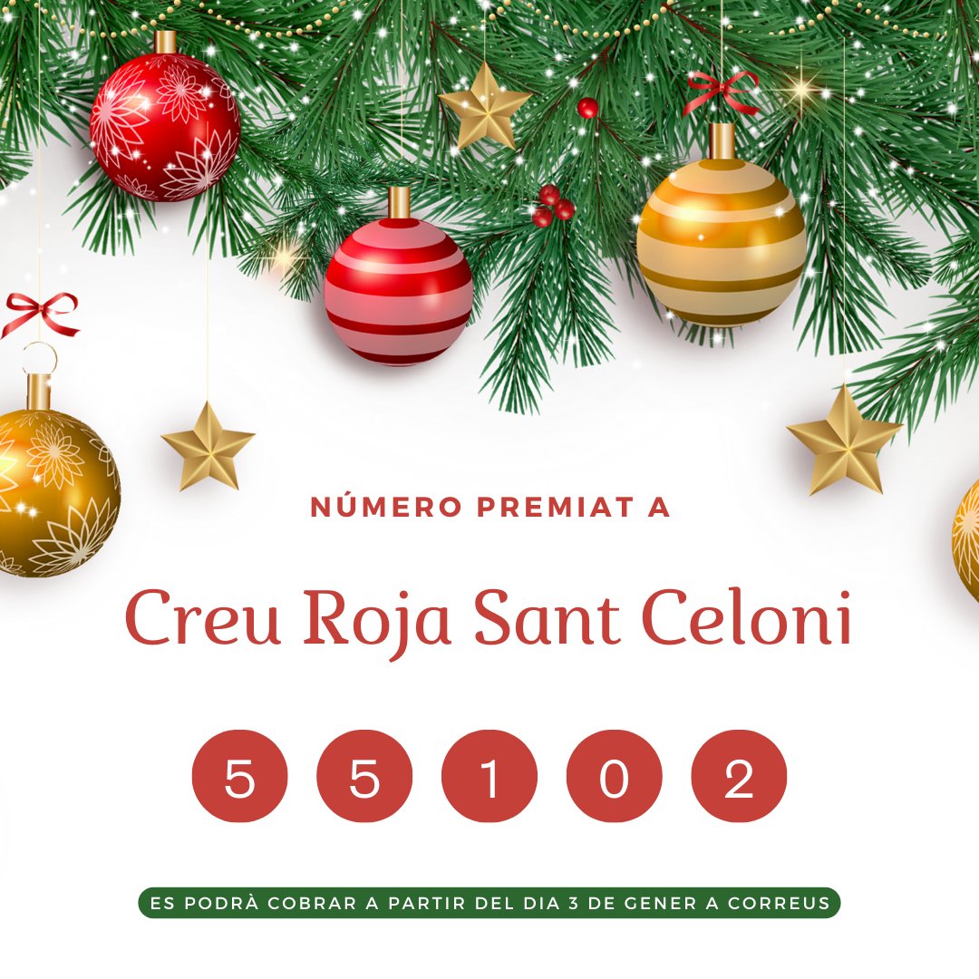 CRasantceloni's tweet photo. Ens alegra comunicar-vos que, el número que aquest any hem venut ha sortit premiat amb 5€ per euro jugat.
Amb cada participació us hauran d'abonar 12'5€ que podreu anar a cobrar a partir del dia 3 de gener a les oficines de Correus.

Moltes gràcies i bones festes!! https://t.co/O2nIweHqG8