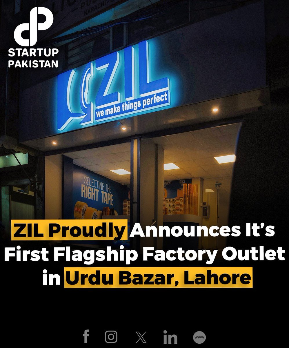 PakStartup's tweet image. ZIL, a trailblazer in adhesive tape manufacturing, proudly announces its first flagship factory outlet in the heart of Urdu Bazar, Lahore. 

Outlet Address: 38- Urdu Bazar, Lahore 

Visit our Website: ziltapes.com

#ZILAdhesive #FlagshipStore #UrduBazarLahore