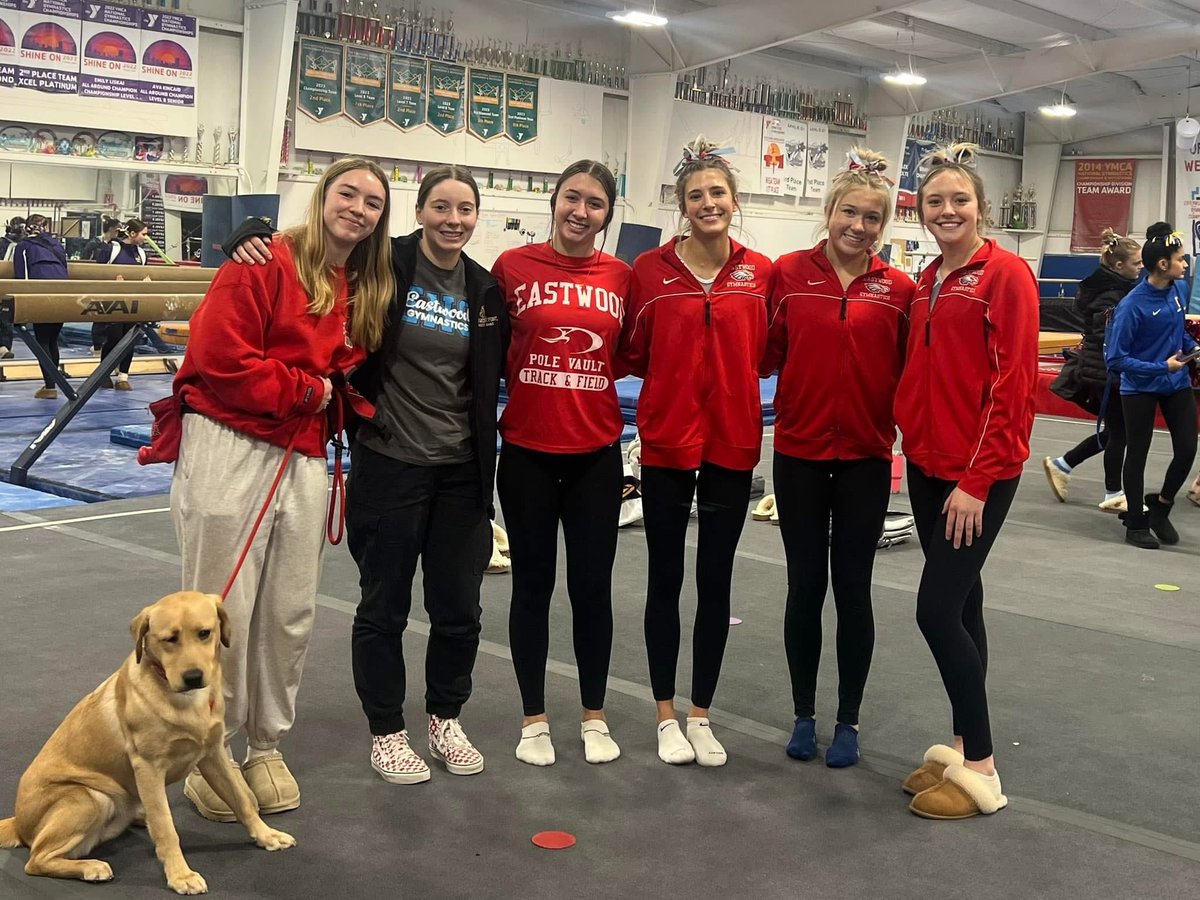 The Eagles are back! After taking a year hiatus our 3 seniors had their first meet of the season. They took 1,2,3 on Vault, all placed on Beam, and Mya won the AA. We also had some alumni home to cheer the girls on!