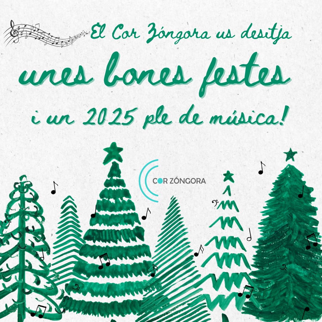 El Cor Zóngora us desitja que passeu unes bones festes, que el 2025 sigui tan o més productiu que el 2024 i que el comenceu amb un somriure ben gran! 🎄❤

Que no pari la música! 🎶