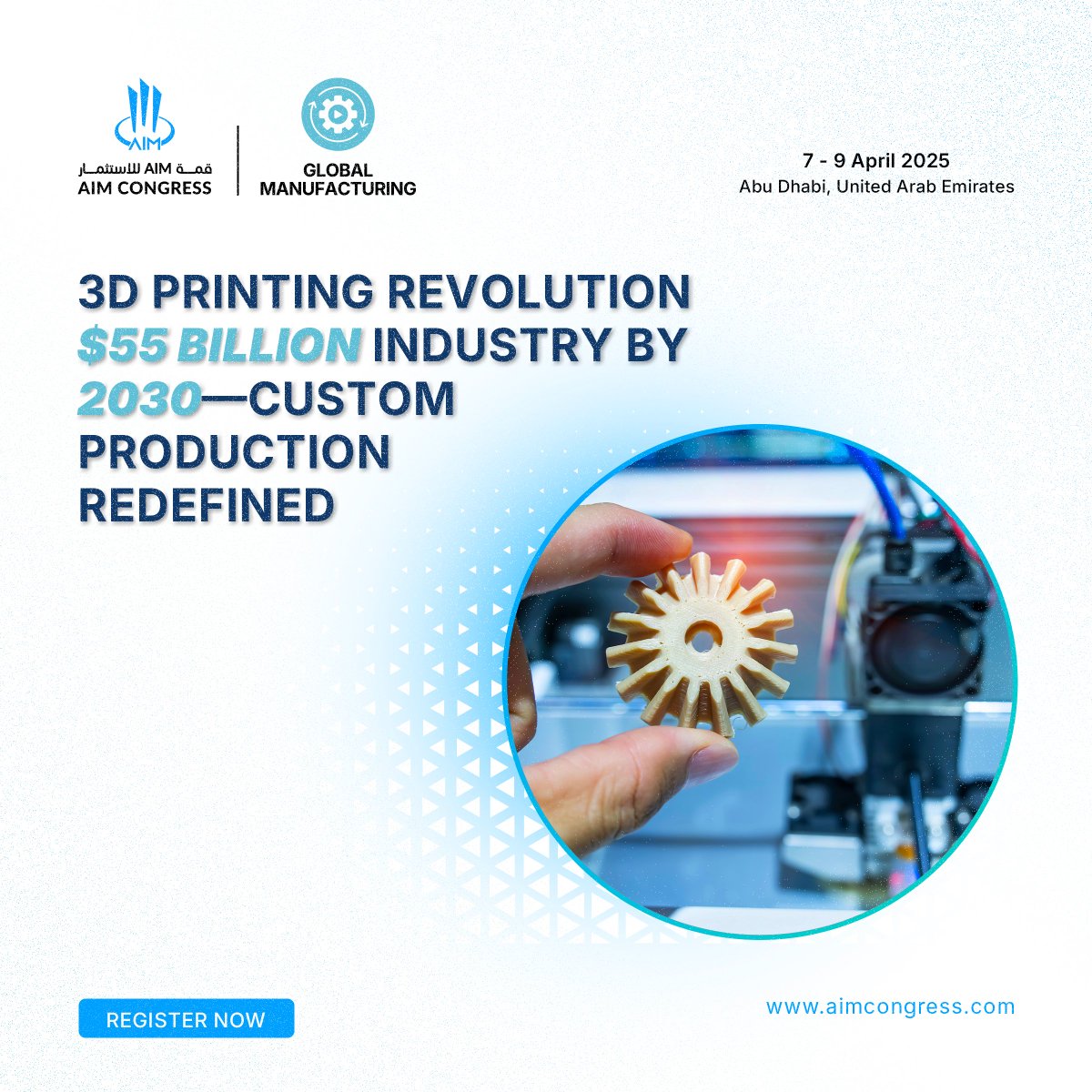 AIM_Congress's tweet image. 3D printing is set to become a $55 billion industry by 2030, revolutionizing custom production with cutting-edge technology, efficiency, and personalization. This innovation is transforming industries by making on-demand, bespoke manufacturing more accessible and cost-effective…