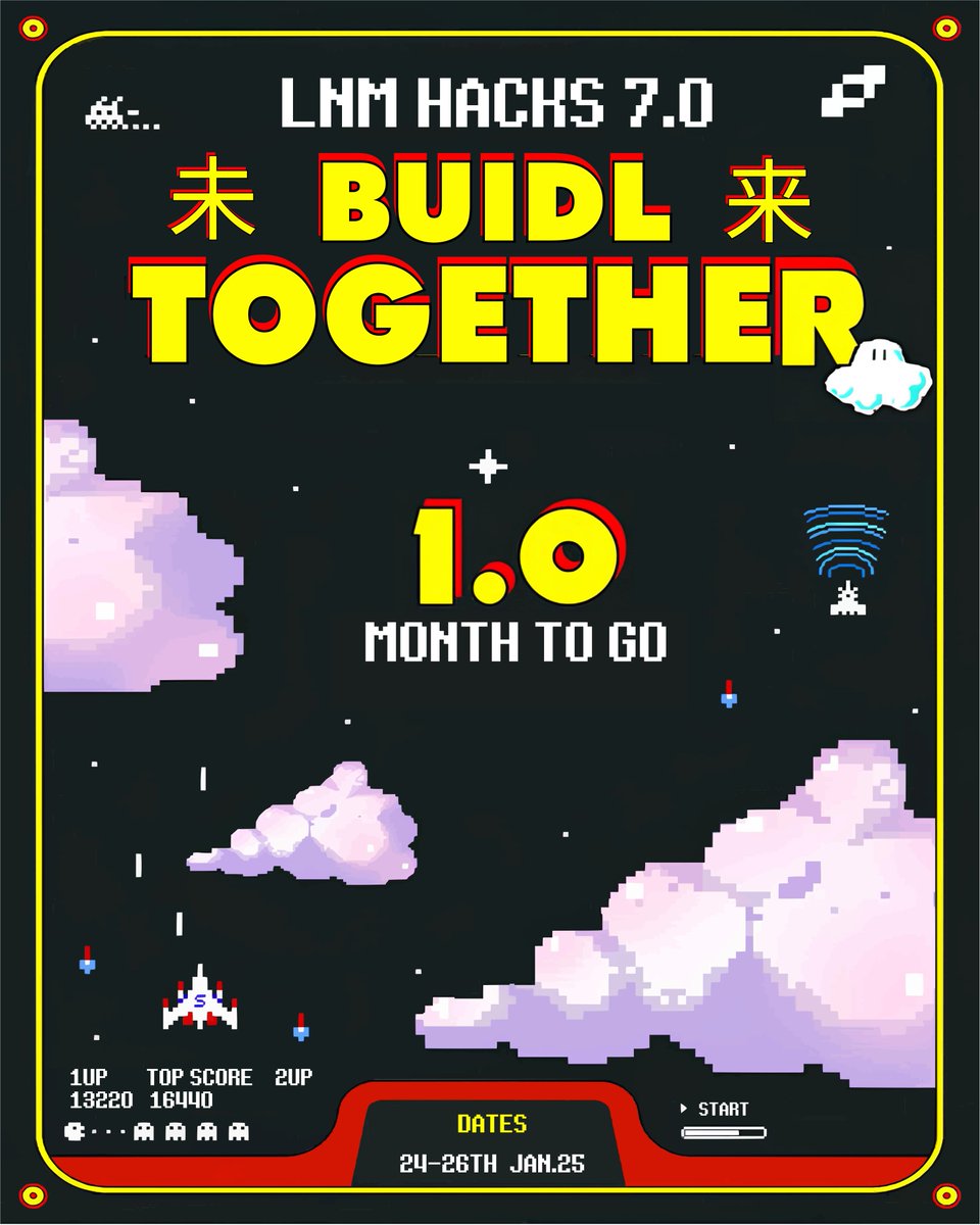 LNMHacks's tweet photo. 👾 T-30 days until #LNMHACKS begins!
days_left = 30;
while (days_left > 0)
{
Excitement++;
days_left--;
}
It's time to turn those 8-bit dreams into hi-res reality 🚀
Ready to git commit to the most epic hackathon? Join us as we hack the matrix, one pixel at a time ⚡️ https://t.co/LD3WAvJrEW