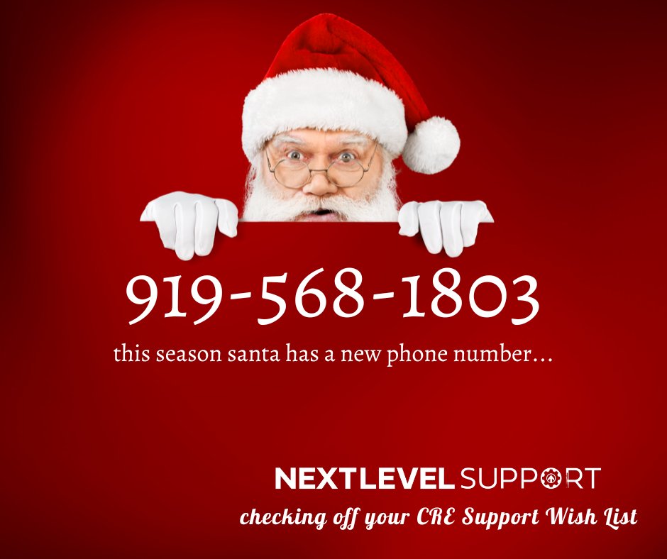 NLSNextLevel's tweet image. This season, Santa has a new number for your CRE needs! 🎅📲 Call 919-568-1803 and let us check off your support wish list!

#NextLevelSupport #CRESupport #HolidayMagic #SantaHelpers 🎄✨
