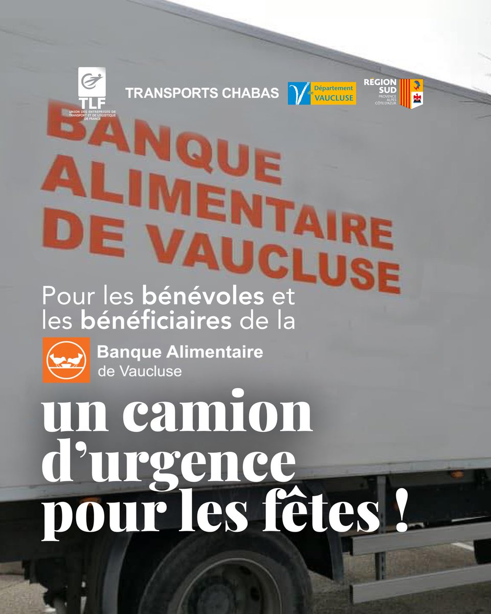 Hier, un incendie a privé la Banque Alimentaire de Vaucluse de son camion frigorifique, rendant impossible les distributions aux plus démunis en cette période hivernale.

Grâce à la solidarité du transporteur CHABAS et avec l’aide du Département de Vaucluse et de la Région Sud,