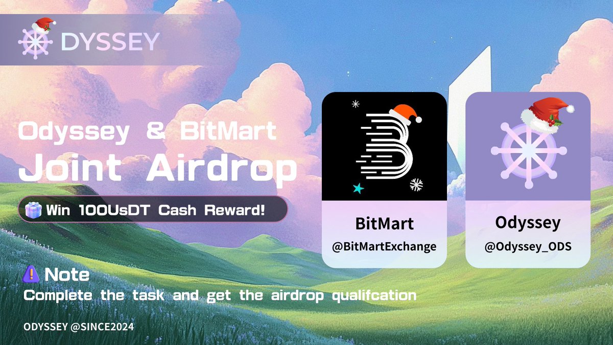 🎉  <a href="/BitMartExchange/">BitMart</a> and Odyssey have come together to give you a treat!

Randomly select ODS empty investment qualifications and USDT airdrop rewards🚀

🌟 Steps to participate:
1️⃣ Follow <a href="/BitMartExchange/">BitMart</a> 
2️⃣ Follow <a href="/Odyssey_ODS/">Odyssey</a> 
3️⃣ Like and retweet this tweet!
4️⃣ Join  ODYSSEY
