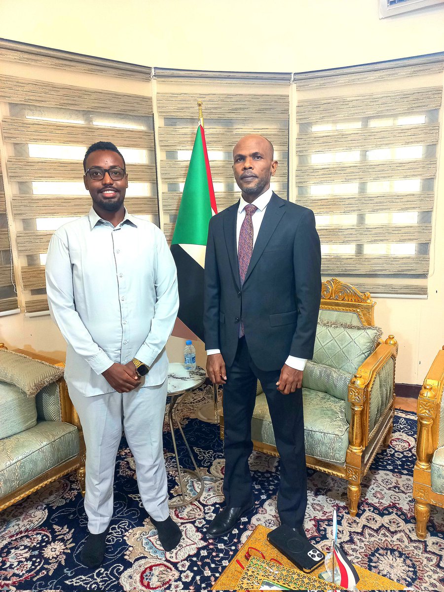 Guulaneyare's tweet photo. It was an honor for me to visit the Sudan Embassy in Mogadishu today, where I was warmly welcomed by the Ambassador of our brotherly government, Ambassador Amar Ahmed Baabakar. https://t.co/4ogYxn0zNd