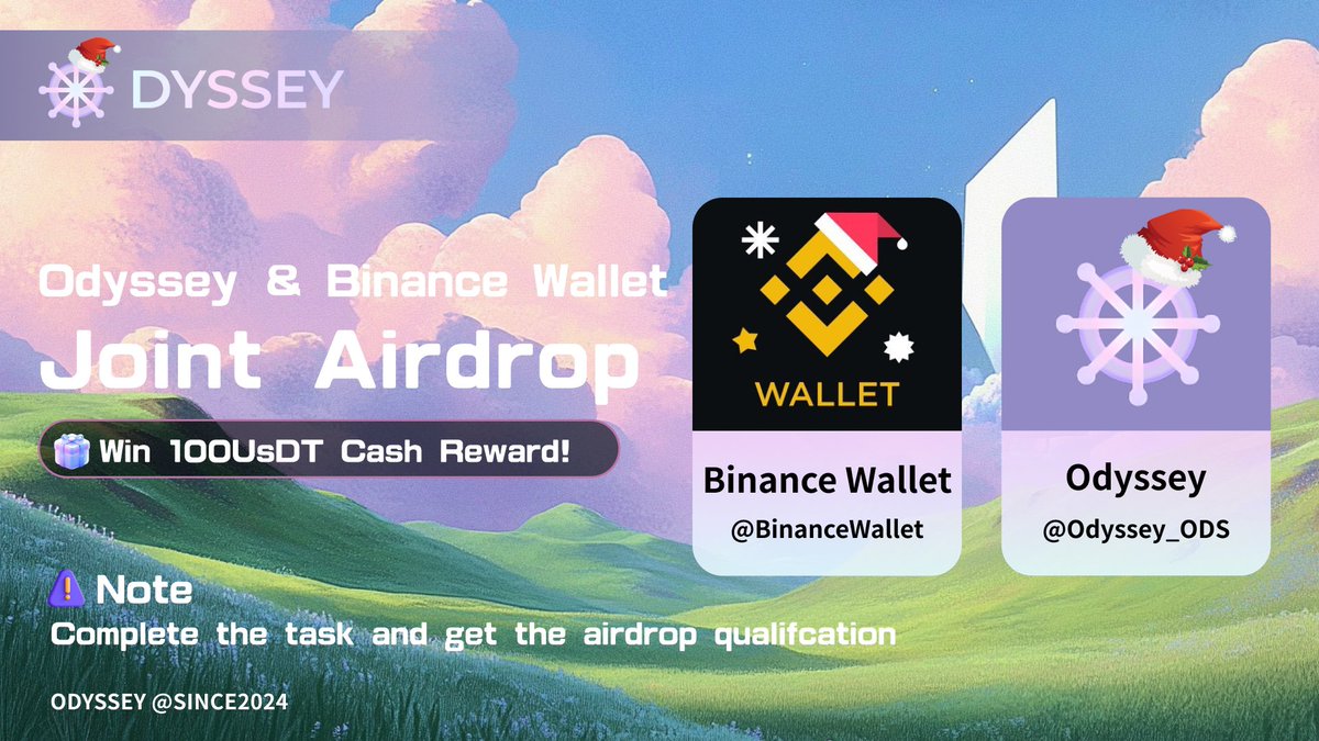 🎉  <a href="/BinanceWallet/">Binance Wallet</a> and Odyssey have come together to give you a treat!

Randomly select ODS empty investment qualifications and USDT airdrop rewards🚀

🌟 Steps to participate:
1️⃣ Follow <a href="/BinanceWallet/">Binance Wallet</a> 
2️⃣ Follow <a href="/Odyssey_ODS/">Odyssey</a> 
3️⃣ Like and retweet this tweet!
4️⃣ Join  ODYSSEY