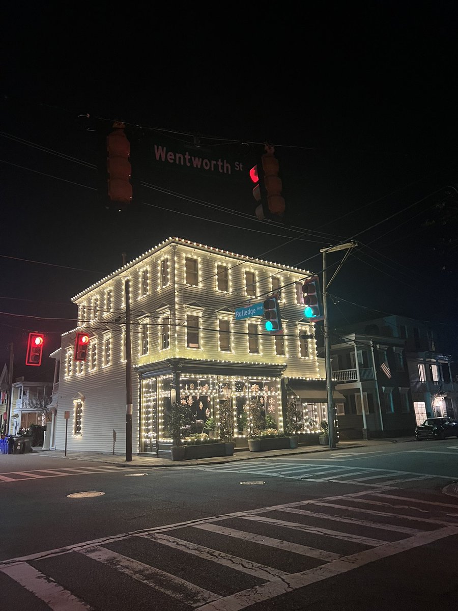 Beautiful building in Charleston all lit up for Christmas 🎄