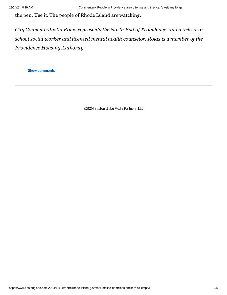 Justin Roias (@justinroias) on Twitter photo 🧵1/ Neighbors, today <a href="/Globe_RI/">Boston Globe Rhode Island</a> published my op-ed on the state of ECHO Village. I’m calling on <a href="/GovDanMcKee/">Governor Dan McKee</a> to declare a state of emergency, cut through the red tape, and open these shelters immediately to save lives. Delays have left unhoused residents in the cold as 🧵1/ Neighbors, today <a href="/Globe_RI/">Boston Globe Rhode Island</a> published my op-ed on the state of ECHO Village. I’m calling on <a href="/GovDanMcKee/">Governor Dan McKee</a> to declare a state of emergency, cut through the red tape, and open these shelters immediately to save lives. Delays have left unhoused residents in the cold as