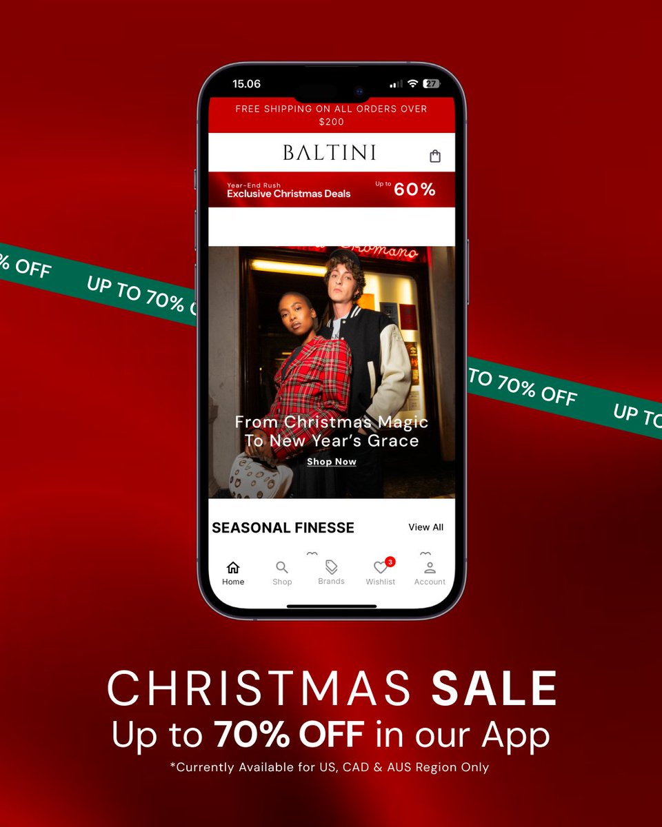 BaltiniOfficial's tweet photo. 📞Festive deals are calling!
Shop now and enjoy up to 60% off Christmas favorites online and up to 70% off in the app. 

#StyleToSpare #BALTINI https://t.co/XFty598aXB