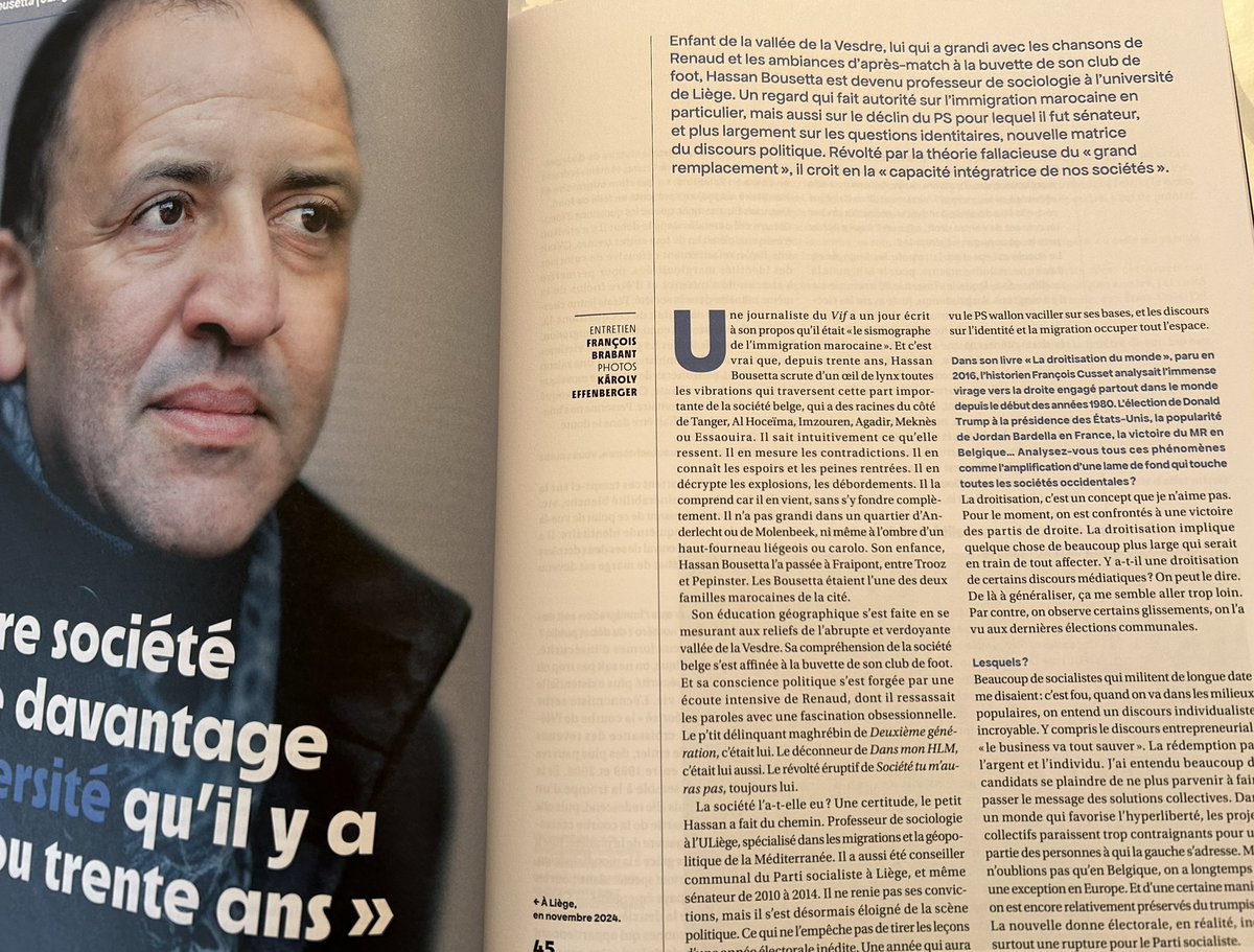 Jérémie Tojerow (@jeremietoj) on Twitter photo Stimulante itw du professeur Hassan Bousetta dans le dernier numéro de <a href="/Wilfried_mag/">Wilfried mag</a> (<a href="/FrancoisBrabant/">François Brabant</a> ), notamment sur l’immigration et le PS.
Notre débat politique et intellectuel manque cruellement de telles voix (ou d’espaces pour les faire entendre et interroger). Stimulante itw du professeur Hassan Bousetta dans le dernier numéro de <a href="/Wilfried_mag/">Wilfried mag</a> (<a href="/FrancoisBrabant/">François Brabant</a> ), notamment sur l’immigration et le PS.
Notre débat politique et intellectuel manque cruellement de telles voix (ou d’espaces pour les faire entendre et interroger).