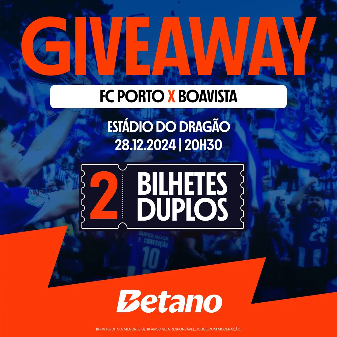DragaoNews1893's tweet photo. 🎄 𝗚𝗜𝗩𝗘𝗔𝗪𝗔𝗬 𝗡𝗔𝗧𝗔𝗟! 🎄

A Dragão News e a Betano têm o presente ideal para ti e para ofereceres a alguém neste Natal! 🎅🏻

🎟️ 2 Bilhetes Duplos para o Derbi da Invicta! 🔥💙

Só precisas de:
1️⃣ Seguir a @Betano_PT e a @DragaoNews1893
2️⃣ Dar Retweet
3️⃣ Identificar um amigo

⚠️ AVISO: Os vencedores serão anunciados hoje (24 de Dezembro), às 22h00. ESTEJAM ATENTOS!