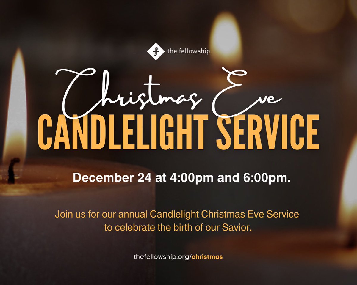 We can’t wait to see you this evening for our Candlelight Service! Join us as we come together to celebrate the season, reflect on the hope we have in Jesus, and worship in a peaceful setting. Bring your family and friends—we look forward to sharing this special time with you.