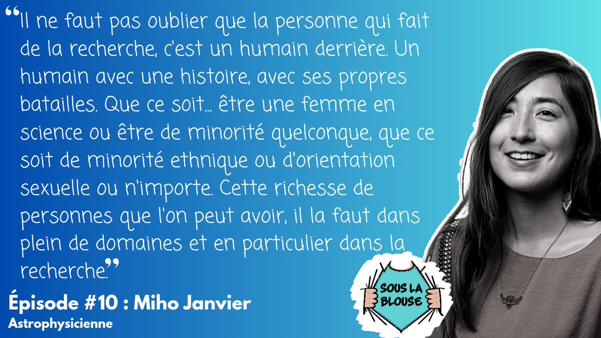 SousLaBlouse's tweet photo. 🦌 Calendrier de l’avent J24 !
@MihoJnvr, astrophysicenne 
«Il ne faut pas oublier que la personne qui fait de la recherche, c'est un humain derrière. Un humain avec une histoire, avec ses propres batailles(...)»
🎧▶️ https://t.co/pNqIqOunPV

Joyeux Noël à toutes et tous ❄️🎄✨️ https://t.co/bNisMZlwlk