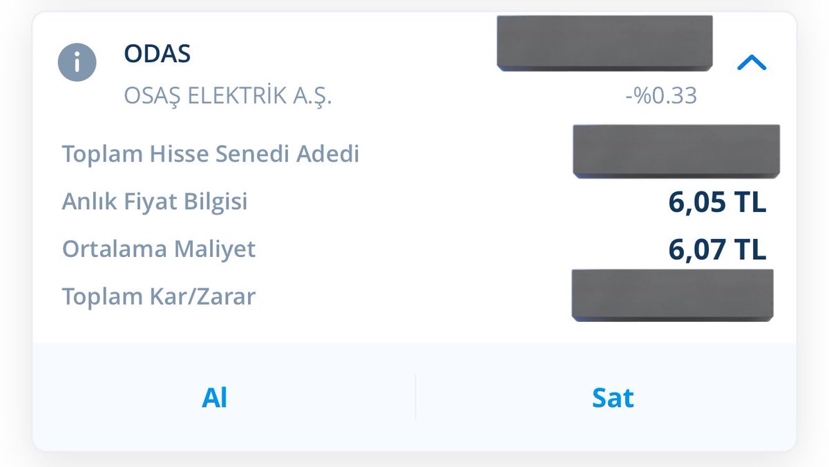 6.07 TL maliyetle #ODAS aldım.