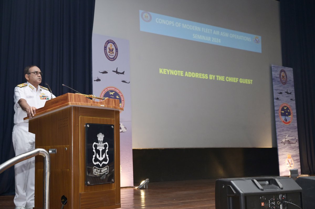 IN_HQSNC's tweet photo. INAS 336, Flaming Arrows, the premier Seaking Helicopter Trg sqn of the #IndianNavy completed 50 yrs of relentless service to the nation.  Commemorating this occasion, a seminar on the theme ‘CONOPS of Modern Fleet Air ASW Operations’ was held at #SNC,#Kochi on #22Dec 24. Event was presided over by VAdm V Srinivas, #FOCINC #SNC. Professional papers were presented by eminent speakers on contemporary topics incl Air ASW Ops in the new age and era. Event witnessed personnel from across the Naval fraternity incl veterans, defence PSUs and associated firms towards building a safer, capable and combat ready Indian Naval Air ASW arm.