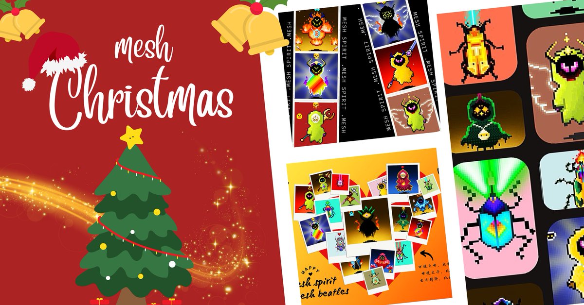 她们活泼又聪明，整天在唱 mesh mish mosh mesh mish mosh~~~

#MerryChristmas  #meshspirits #MeshBeatles #OrdinalsNFT #Ordinals