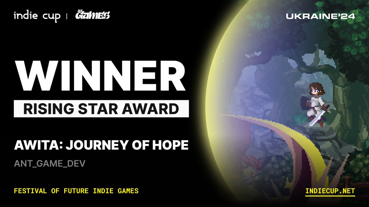Indie Cup 🇺🇦 (@indiecuphq) on Twitter photo We’re excited to announce the winner of the RISING STAR AWARD at #IndieCupUkraine24...
🏆 Awita: Journey of Hope by <a href="/ant_game_dev/">ANT_game_developer</a>
Awita: Journey of Hope was recognized by the jury as the best festival submission from a small team without a publisher.
Congratulations! We’re excited to announce the winner of the RISING STAR AWARD at #IndieCupUkraine24...
🏆 Awita: Journey of Hope by <a href="/ant_game_dev/">ANT_game_developer</a>
Awita: Journey of Hope was recognized by the jury as the best festival submission from a small team without a publisher.
Congratulations!