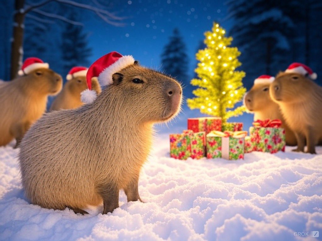 cappybaralab's tweet photo. 🎄 Capybara’s Christmas Wish 🎄
Wishing everyone a warm and joyful Christmas Eve! May the world be filled with peace, love, and kindness.
#MerryChristmas #PeaceAndLove #CAPPY #capybara #PeaceAndLove #memecoin #Solana #CappyCommunity #Gork https://t.co/Jotd70v2Ks