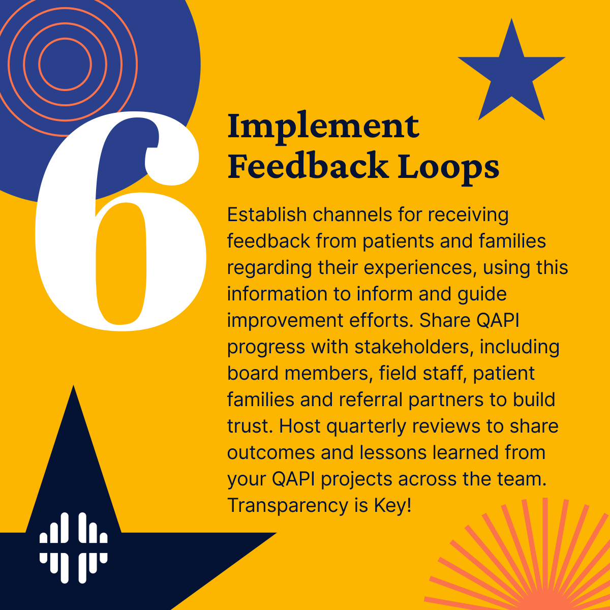 qapiplus's tweet image. Here is today's Gift from our #CountdownTo2025
6️⃣ Implement Feedback Loops: Establish channels for receiving feedback from patients and families regarding their experiences, using this information to inform and guide improvement efforts.
▶️Follow for more , and share!
#QAPI