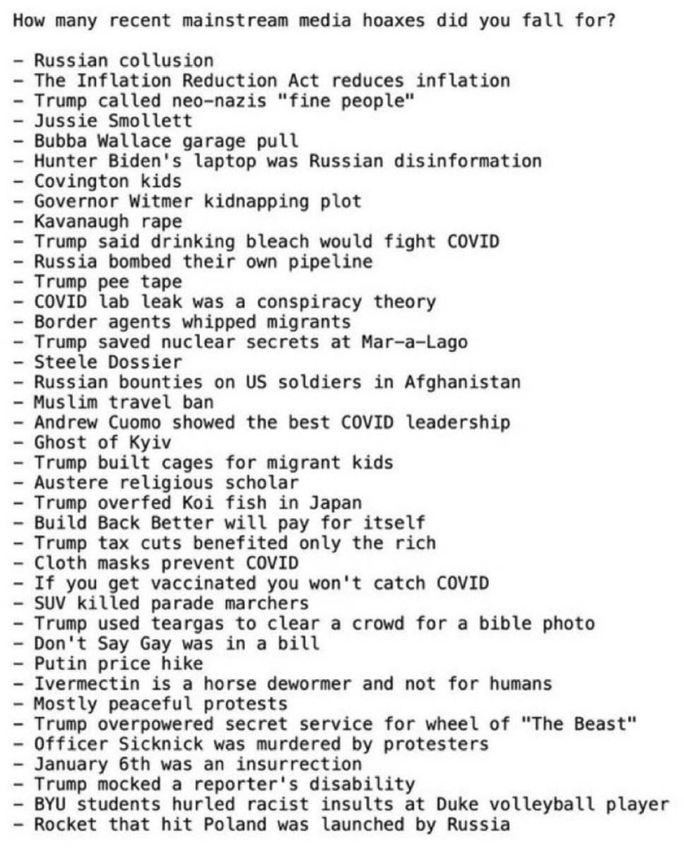 Every single one of these “Legacy media” news cycles was fake. 

Once you realize that, the chart makes sense.