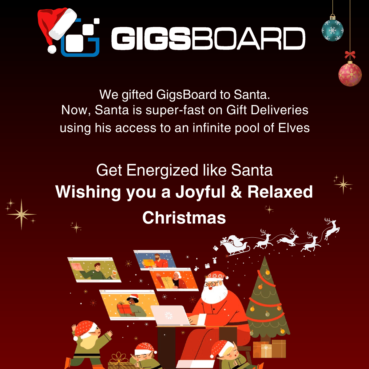 GigsBoard_In's tweet image. This year, we’re celebrating the world’s most popular Logistics/Transport Program Manager, Santa Claus. We’ve given him a boost with a GigsBoard subscription to keep his deliveries on track.

Wishing you and your family a joyous Christmas.

#MerryChristmas #GigsBoard #PMTool
