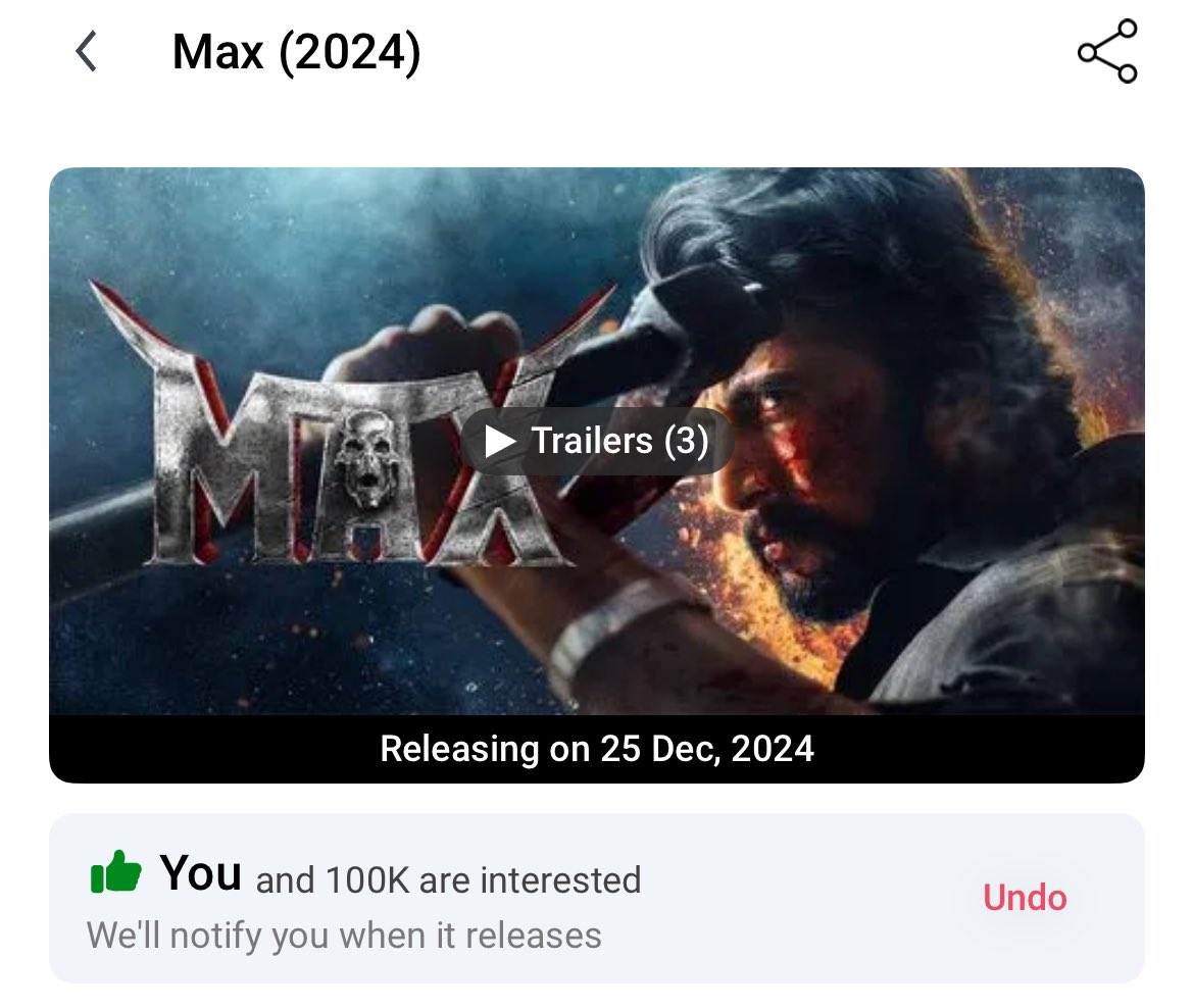 ManKichcha's tweet photo. ๐จ๐ฅ๐ฅ 100K Likes On BMS ๐ฅ๐ฅ๐จ
#KicchaSudeep #MaxTheMovie
#MaxFDFS #MaxFromTomorrow https://t.co/6mnlEeuWcB