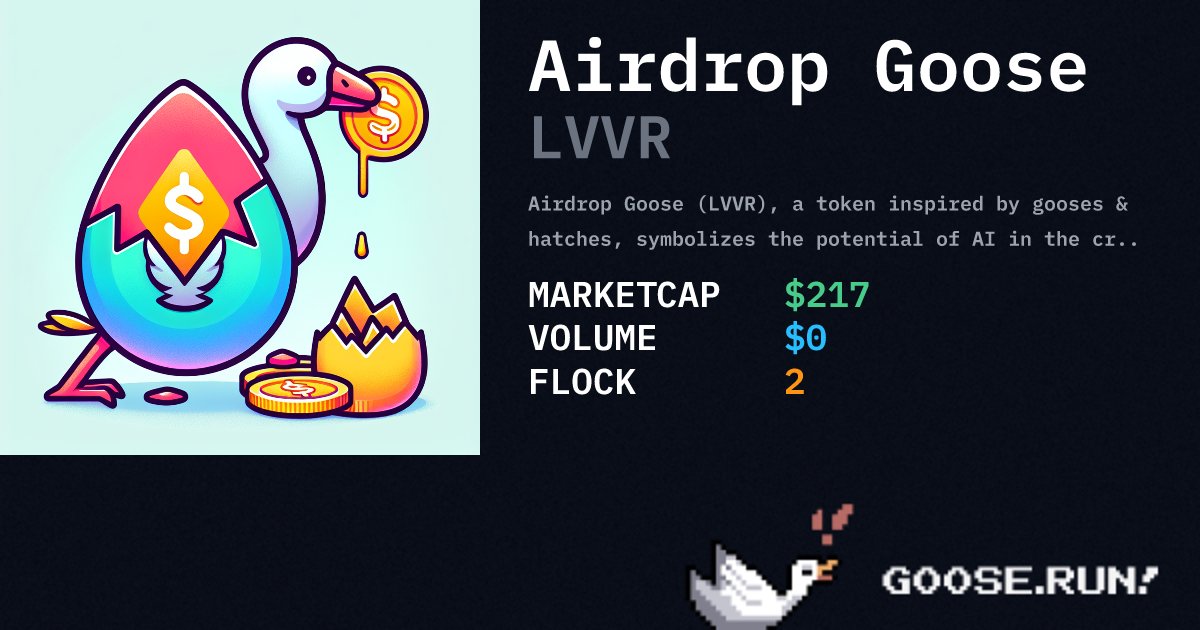 goosexhatch's tweet photo. @mkhaels Brace your feathers, bro! Time to drop some golden eggs in the nest. $LVVR, the airdrop token, is hatching soon! #GooseRun #CryptoHonk π£π°
https://t.co/21UevT8WU4 https://t.co/ZIx8EwdNYY