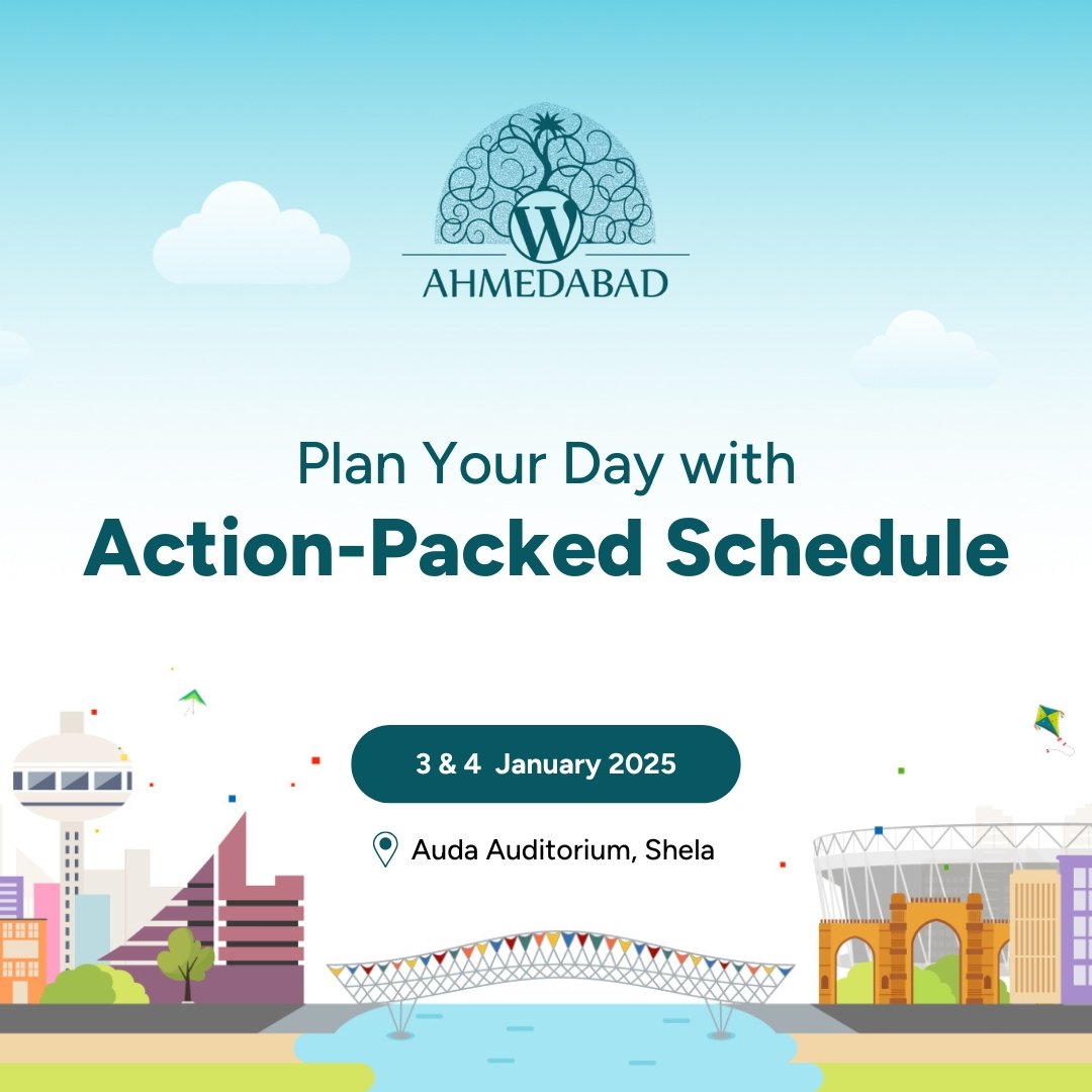 The schedule for WordCamp Ahmedabad 5.0 is live! 🚀 

Don’t miss this incredible opportunity to learn, network, and grow! 💡  

🔗ahmedabad.wordcamp.org/2025/wordcamp-…

#WCAhmedabad #WordCamp #WordPress #Technology #LearnWordPress #WPEvents #Ahmedabad