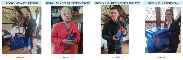 UNOBOG's tweet image. ¡Felicitamos a los ganadores de los bonos navideños de UNOBOG 2024! Esta actividad es un reconocimiento a los colaboradores de las notarías afiliadas a UNOBOG, quienes diariamente imprimen el más alto profesionalismo al servicio de nuestros usuarios.