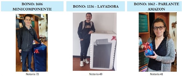 UNOBOG's tweet image. ¡Felicitamos a los ganadores de los bonos navideños de UNOBOG 2024! Esta actividad es un reconocimiento a los colaboradores de las notarías afiliadas a UNOBOG, quienes diariamente imprimen el más alto profesionalismo al servicio de nuestros usuarios.