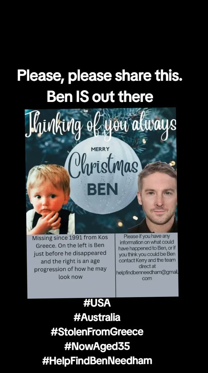 FindBenNeedham's tweet image. Merry Christmas and a Happy New Year from #TeamBen. Please keep looking and sharing. Ben IS out there