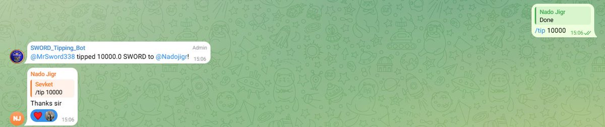 Dear Gladiators,

I wish you all a merry and peaceful Christmas.
Let's celebrate it together.

What could be better than getting a tip in real time via Telegram?

We've made it possible: from now on you can send tips in our community telegram channel and receive them in $SWORD.