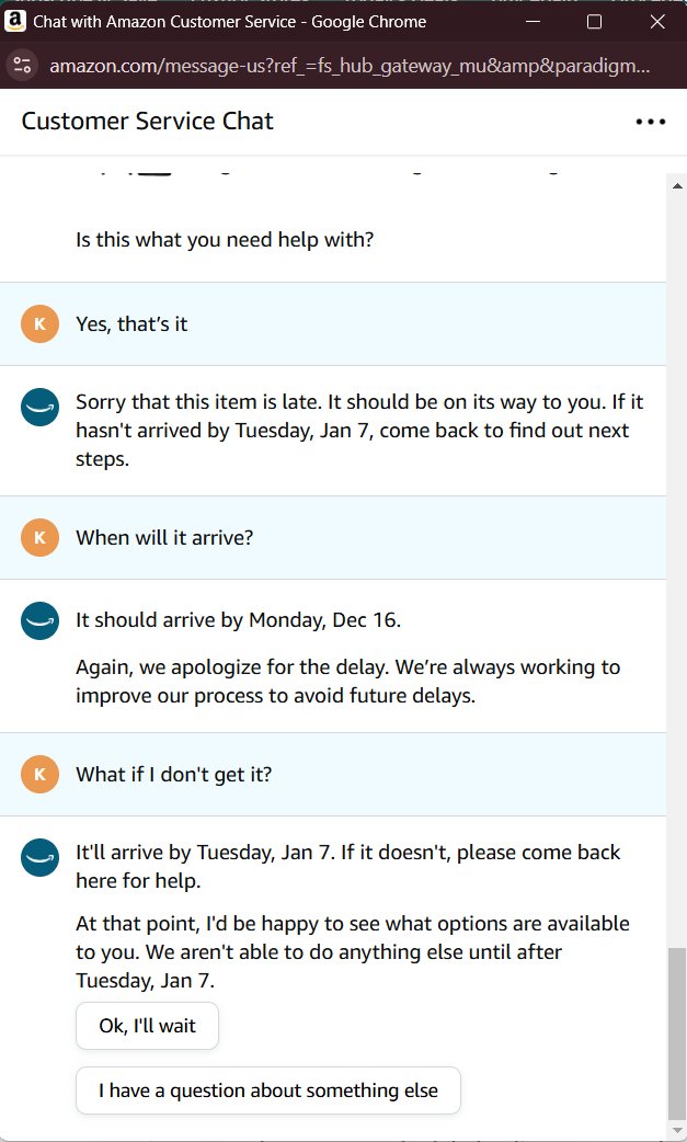 Sean_Cullinan's tweet photo. @amazon @USPS  with terrible service.  I talked to support 3 weeks ago and they assured me this thing would be here in time. This is is all you got despite my kids Christmas present not being delivered for Christmas.  Ordered Nov 26. A month and still didn't make it 😢 https://t.co/2PdGRdJdwd