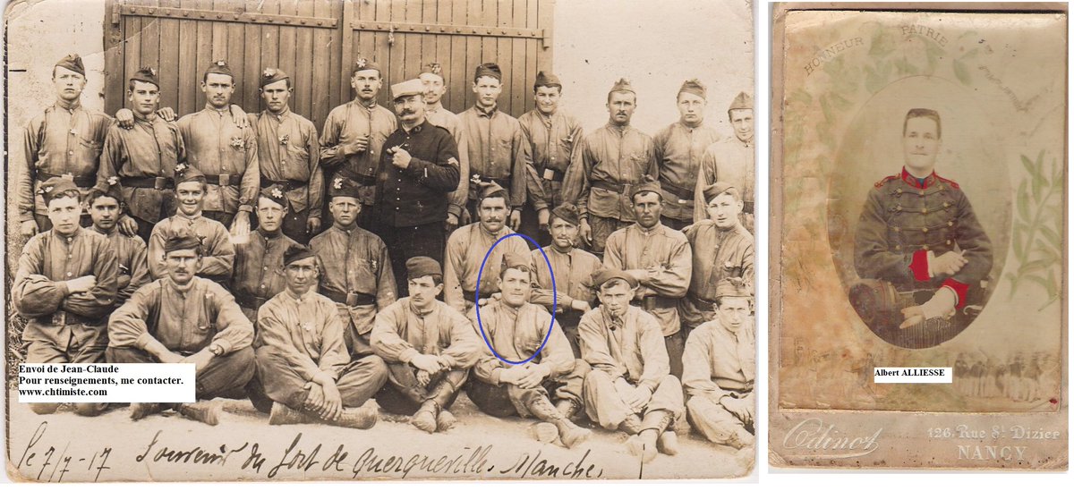 Le_Chtimiste's tweet photo. ---->  un peu avant Noël, un internaute, Jean-Claude, a retrouvé son grand-père maternel sur cette photo publiée il y a 6 ans sur mon site. Il nous joint la photo d'Albert ALLIESSE mort pour la France en avril 1918 alors au 3ème régiment d'artillerie à pied. #3eRAP https://t.co/AgHS5ADOeP
