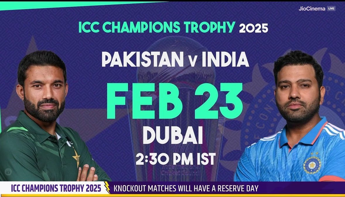 Let's begin fights on
INDIA vs PAKISTAN ON FEBRUARY 23 AT DUBAI IN CHAMPIONS TROPHY.
 
#ChampionsTrophy2025